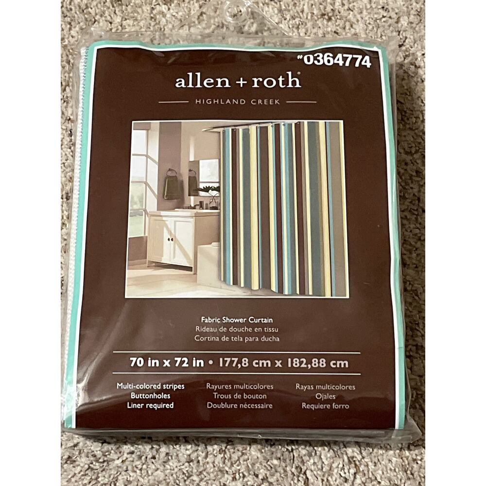 Allen + Roth Fabric Shower Curtain Multicolored Stripes 0364774 Highland Creek